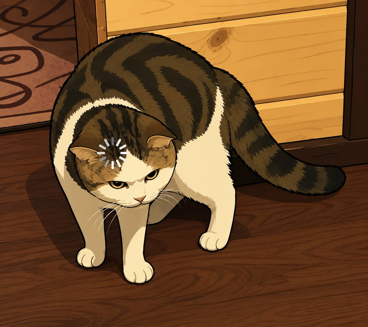 Loading Cat walking on a wooden floor
