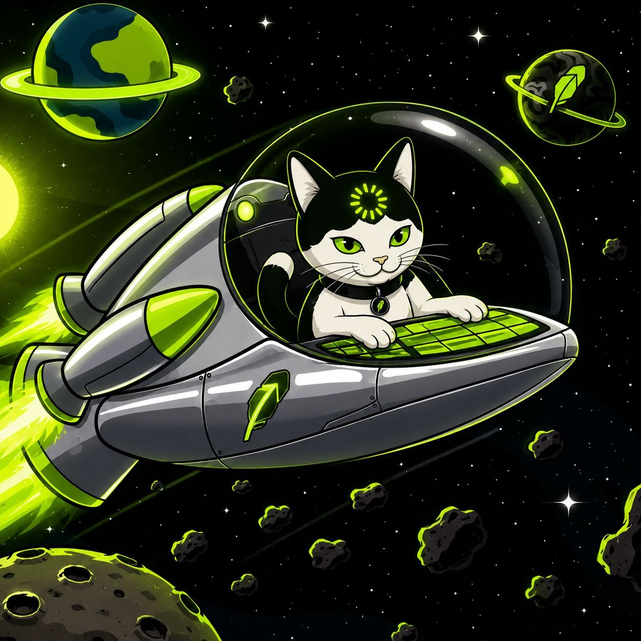 Loading Cat flying through space